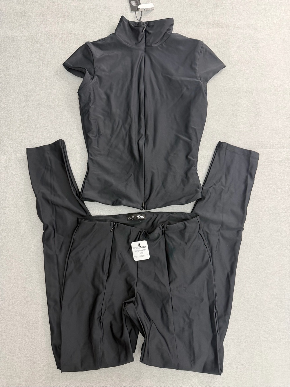 Fashion Nova Bike Double Lined Pant Set Black Small